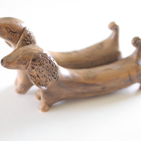 Little Handmade Dachshund Sculpture - Polymer Clay