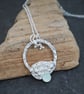 Fused sterling silver granulation pendant, chalcedony cabochon setting, handmade - Image 5