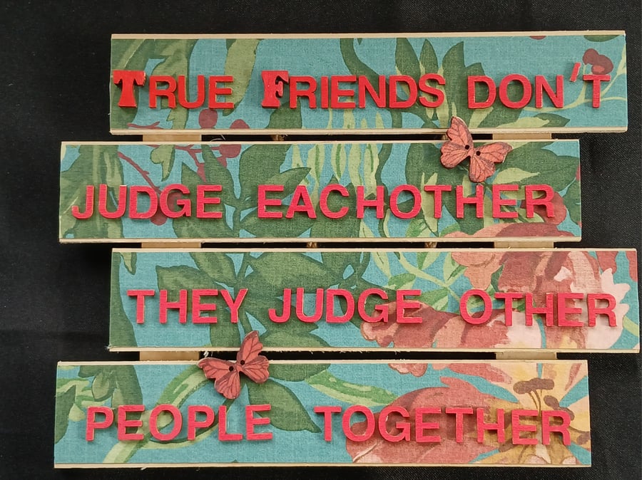 Hand decorated hanging wooden sign 