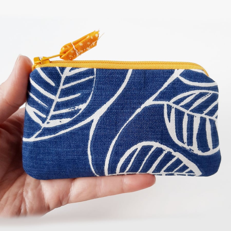 Coin and Card purse, Small pocket sized purse, Blue Gift -  Free P&P