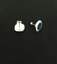 Satin Edged Brilliant Blue Ear Studs - Image 6
