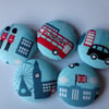 London Button Magnets set of 5 in gift tin