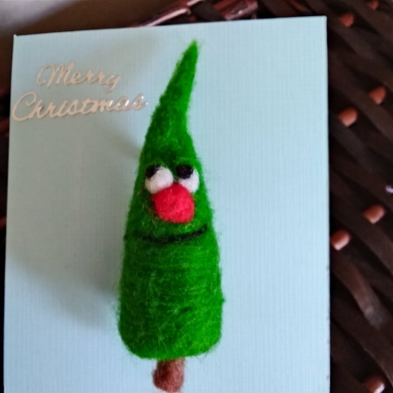 Handmade needle felted Christmas Tree brooch