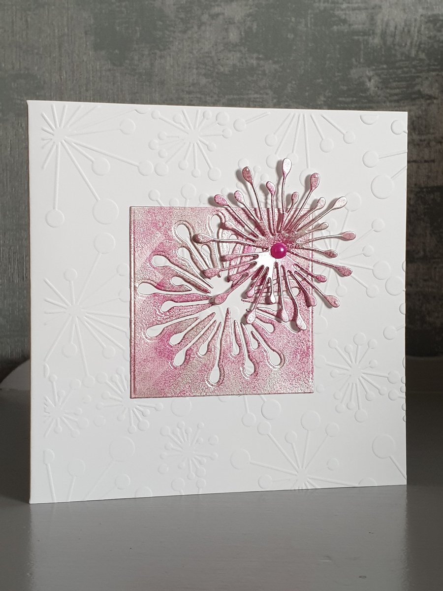 Pink Embossed Flower Card