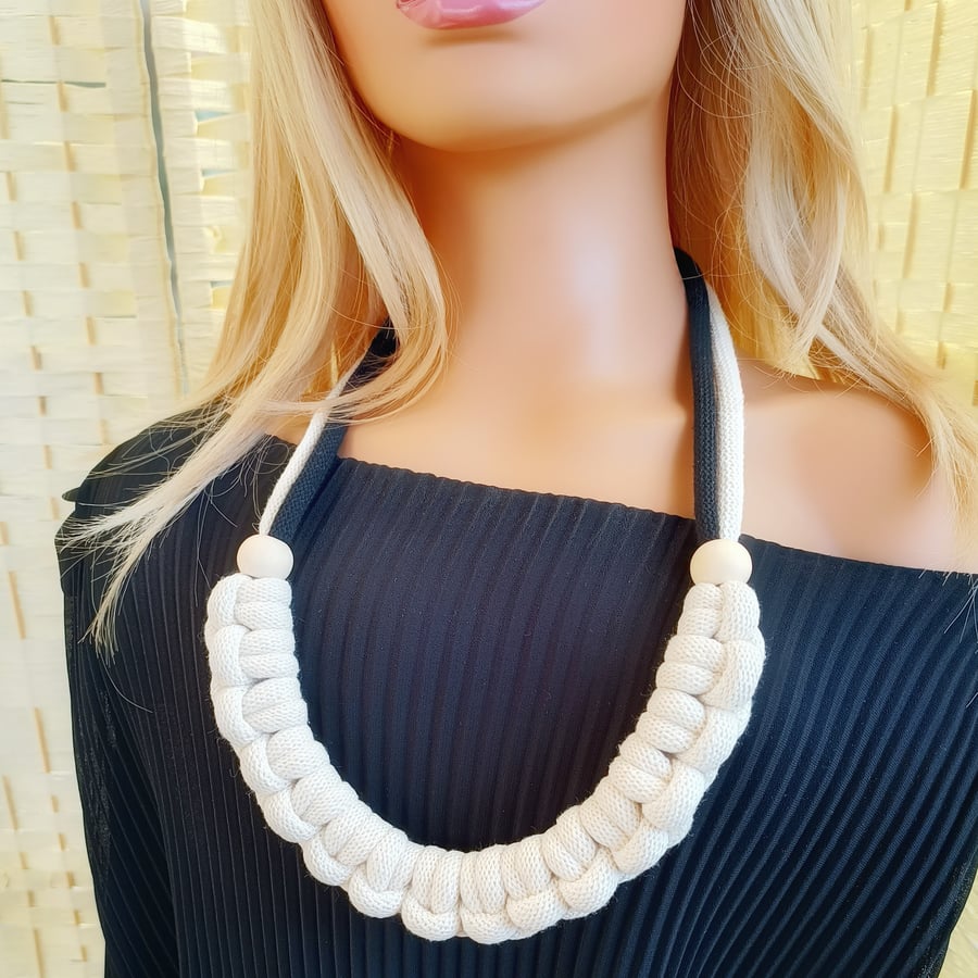 Rope Necklace, Black & White
