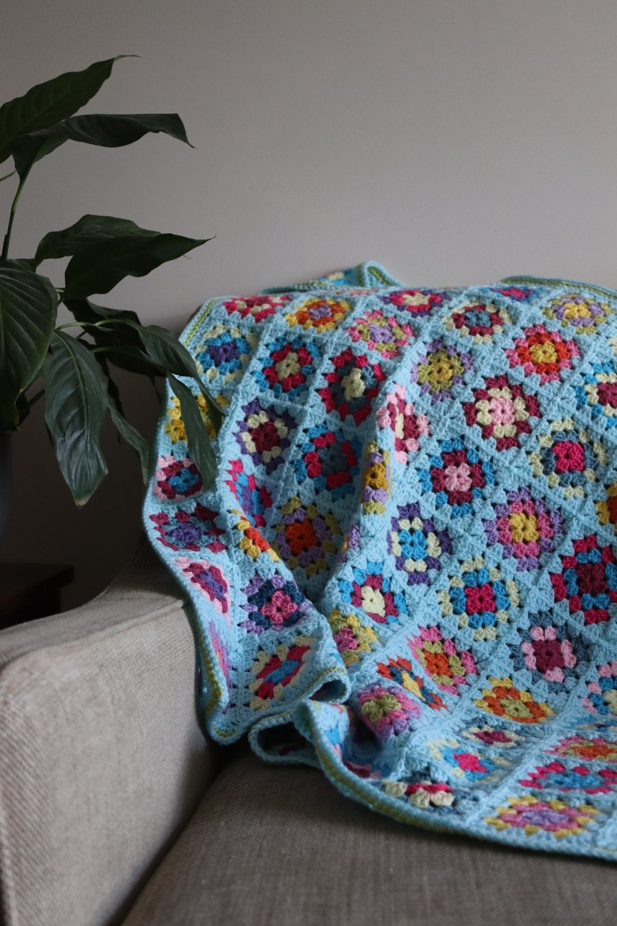 Crochet blanket blue granny squares
