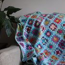 Crochet blanket blue granny squares