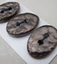 3 Medium Oval Bronze Leaf Pattern Handmade Ceramic Buttons - Image 6