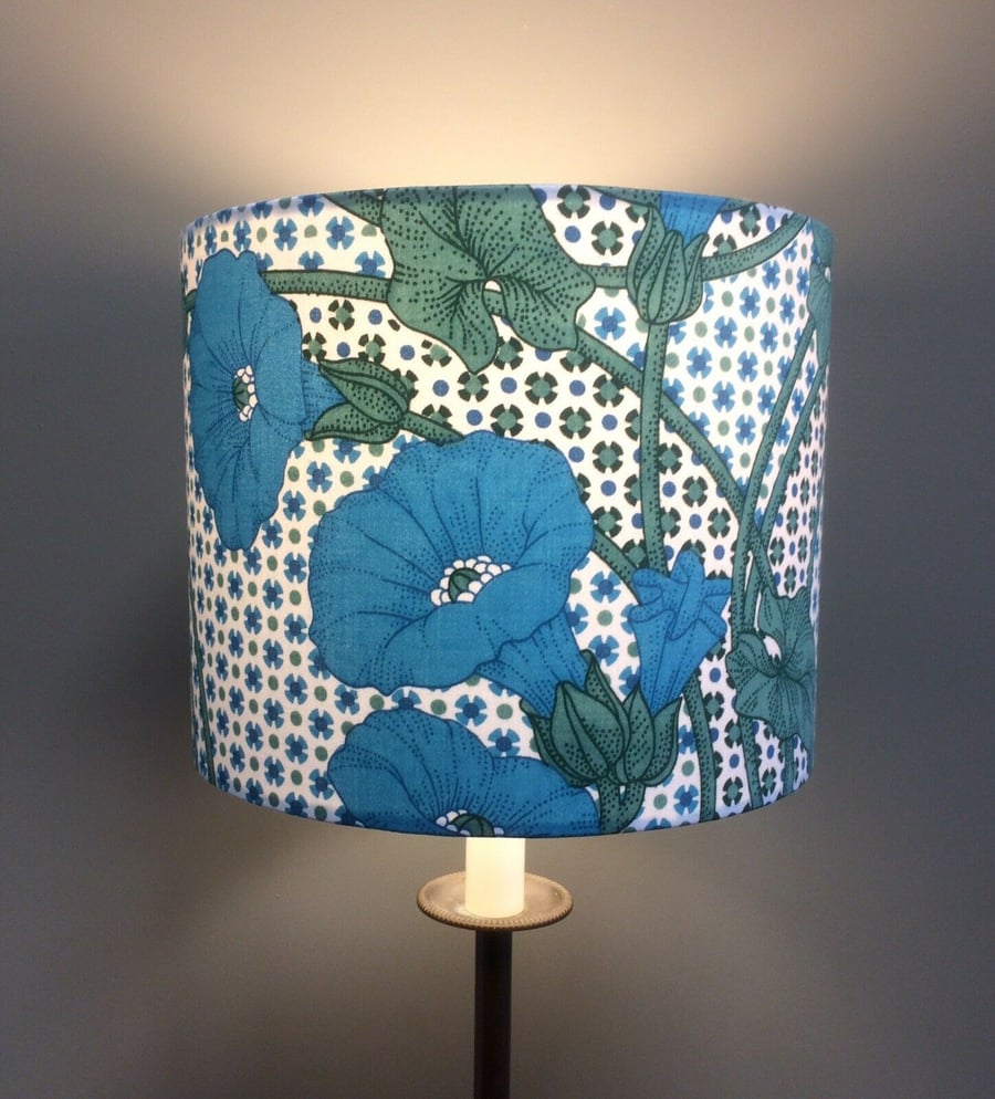 Morning Glory AMBLE Blue Green Grafton Vintage style Fabric Lampshade option 