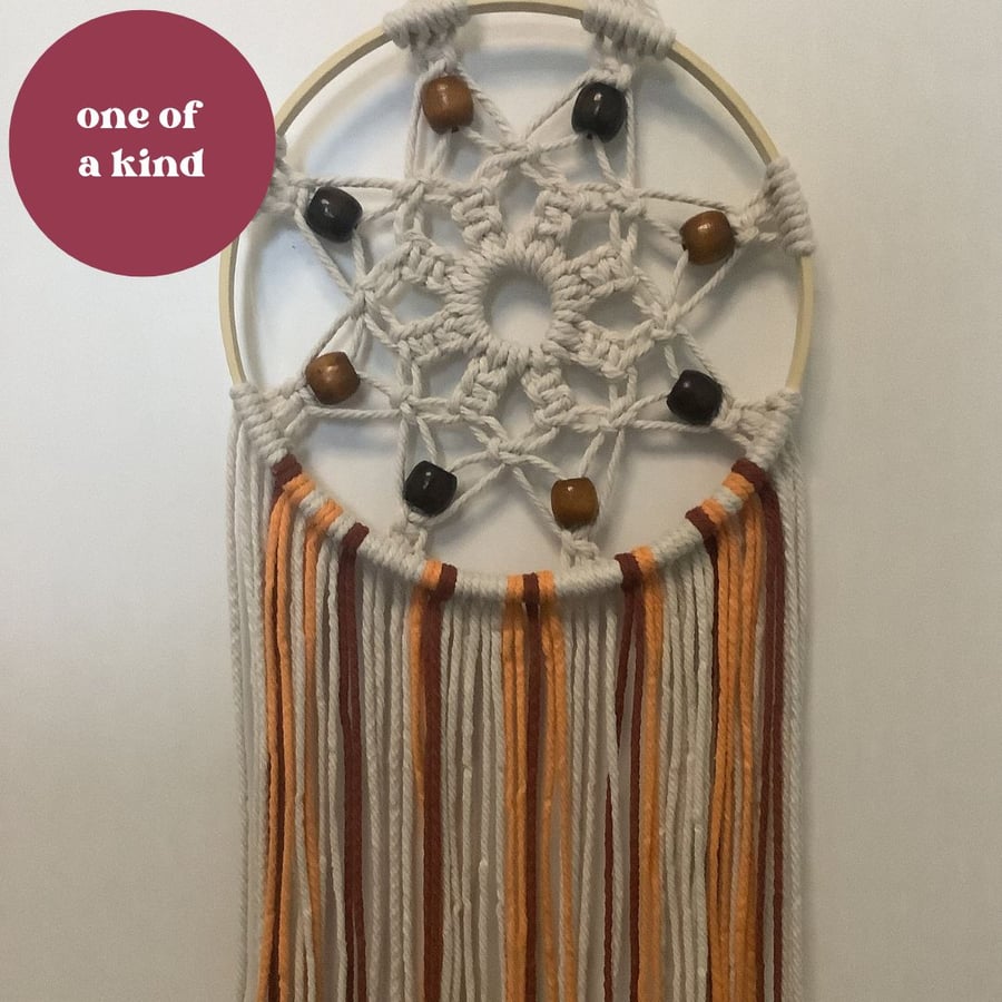 Autumn Coloured Macrame Dreamcatcher - one of a kind