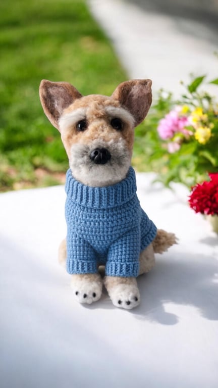 Handcrafted custom dog replica made to look like your dog using a photo for ref.