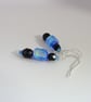 Lampwork turquoise dichroic & black glass drop earrings - Image 5