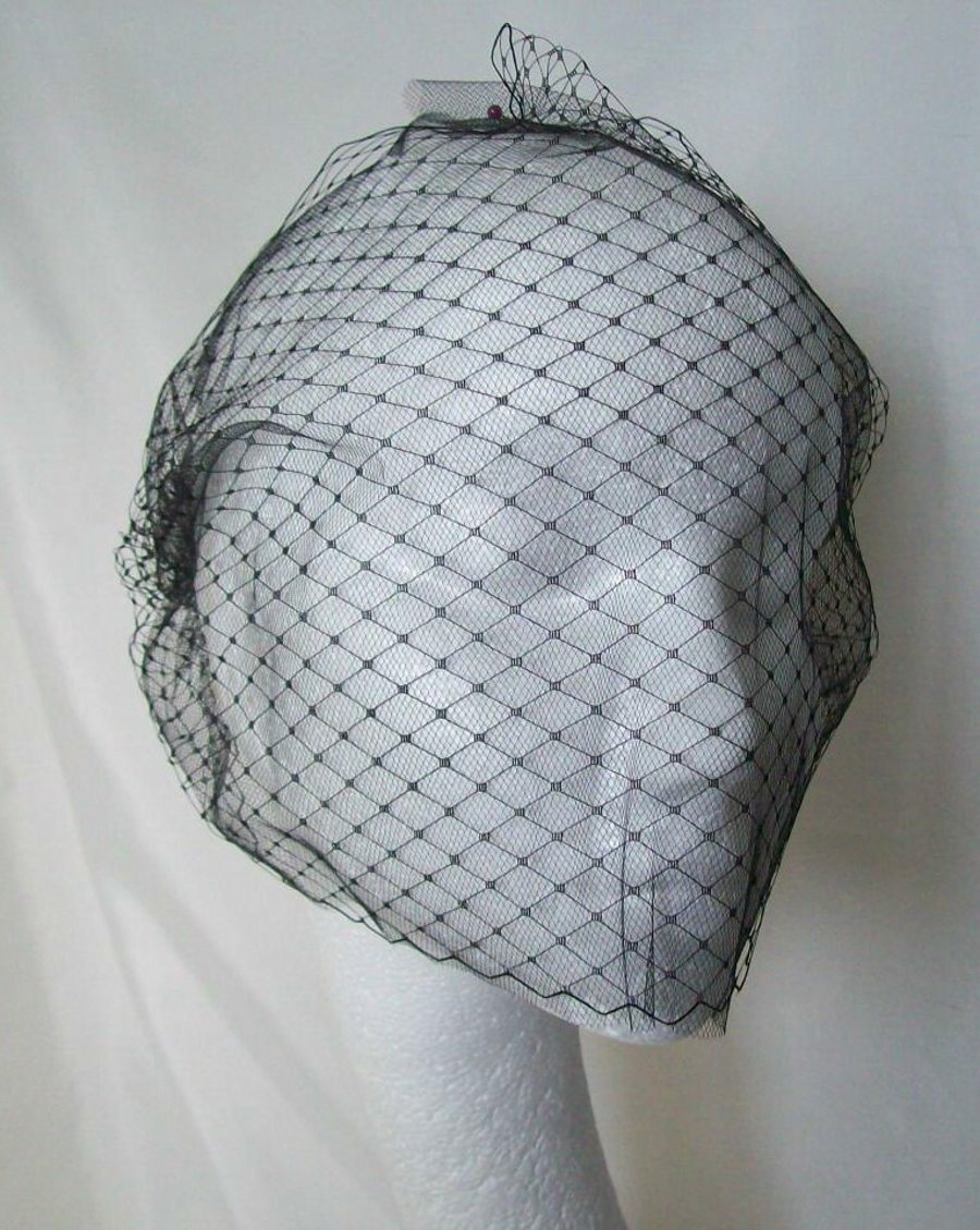 Black Double Tulle & Merry Widow Bandeau Gothic Bridal Veil