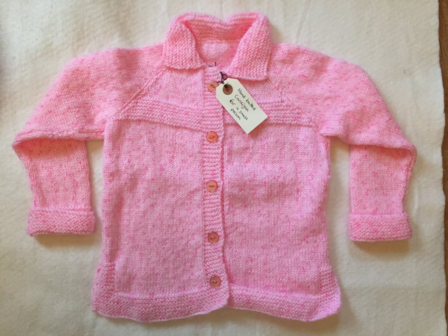Hand knitted baby-toddler cardigan - pink 