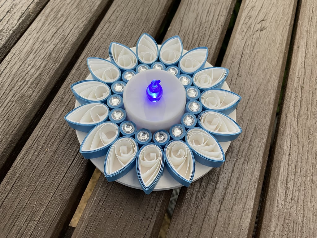 Quilled Blue & White Tea Light Holder