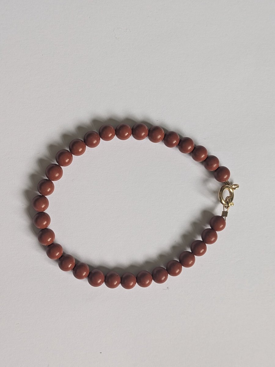 Red Jasper Semi Precious Bead Bracelet