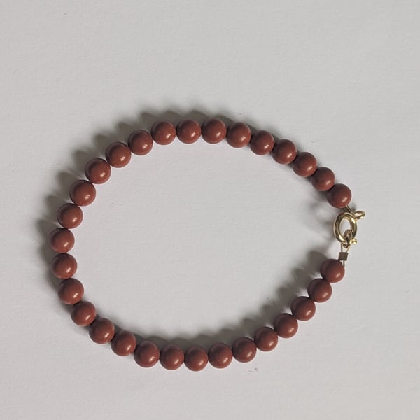 Red Jasper Semi Precious Bead Bracelet