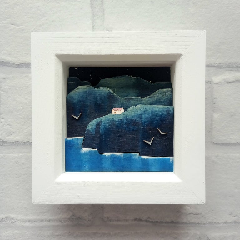 Seascape Picture, Miniature Picture, Ocean Diorama, The Cry of the Gulls