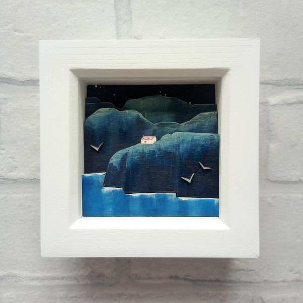 Seascape Picture, Miniature Picture, Ocean Diorama, The Cry of the Gulls
