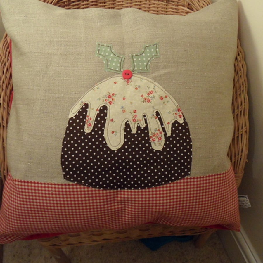 Stictched christmas pudding cushion