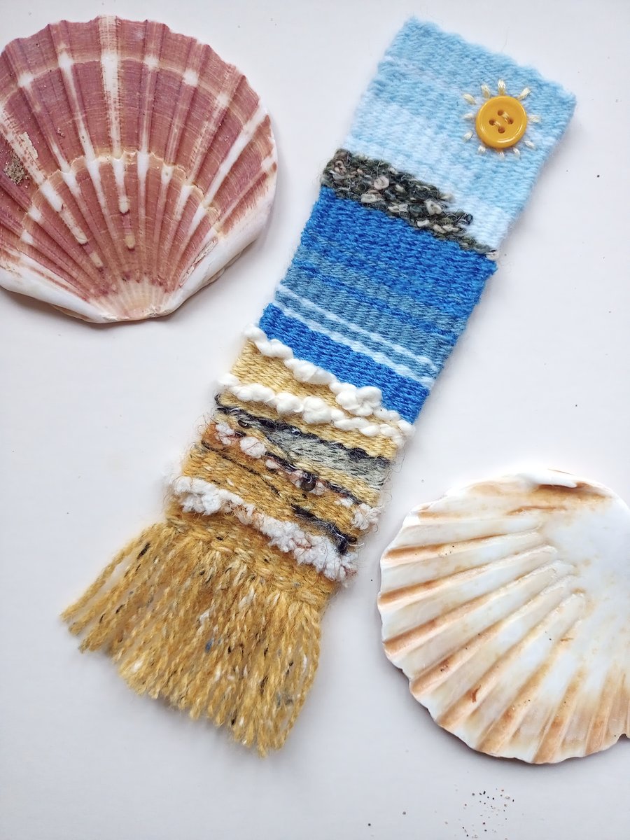 Hand Woven Bookmark, Seascape, Seaside Memories