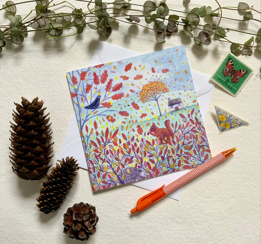 Autumn Day, blank greetings card