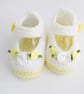Baby girl flower shoes, hand knitted premature, newborn 