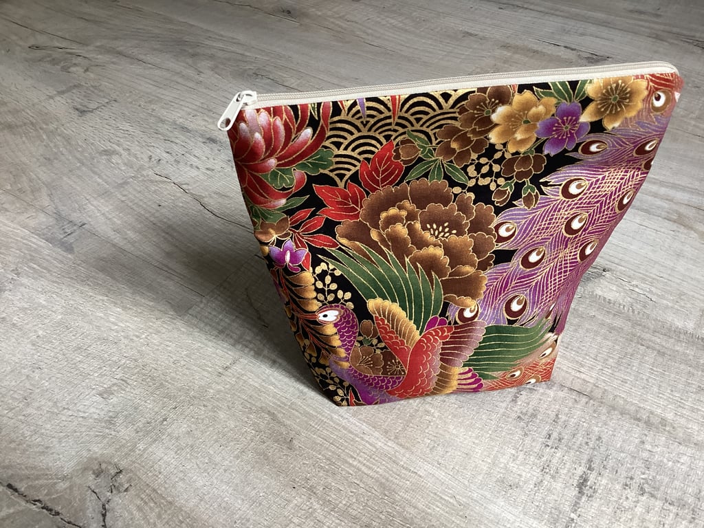 Make up bag, peacock pouch, zipper pouch