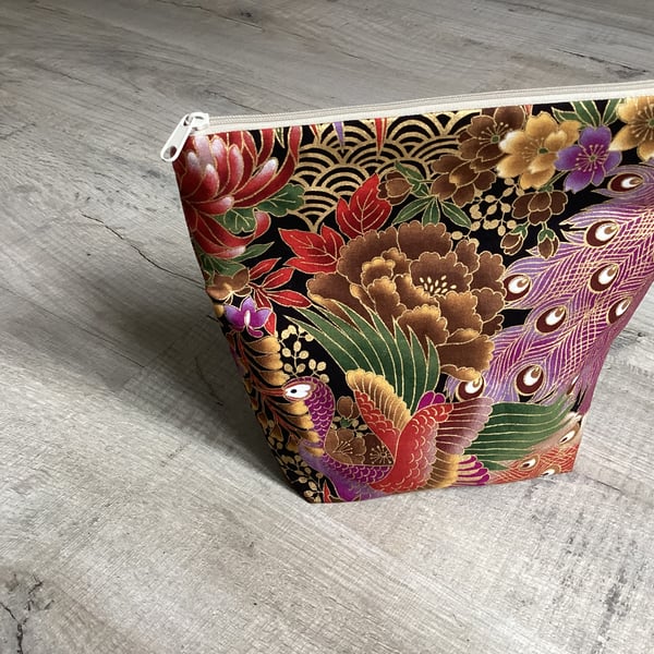 Make up bag, peacock pouch, zipper pouch