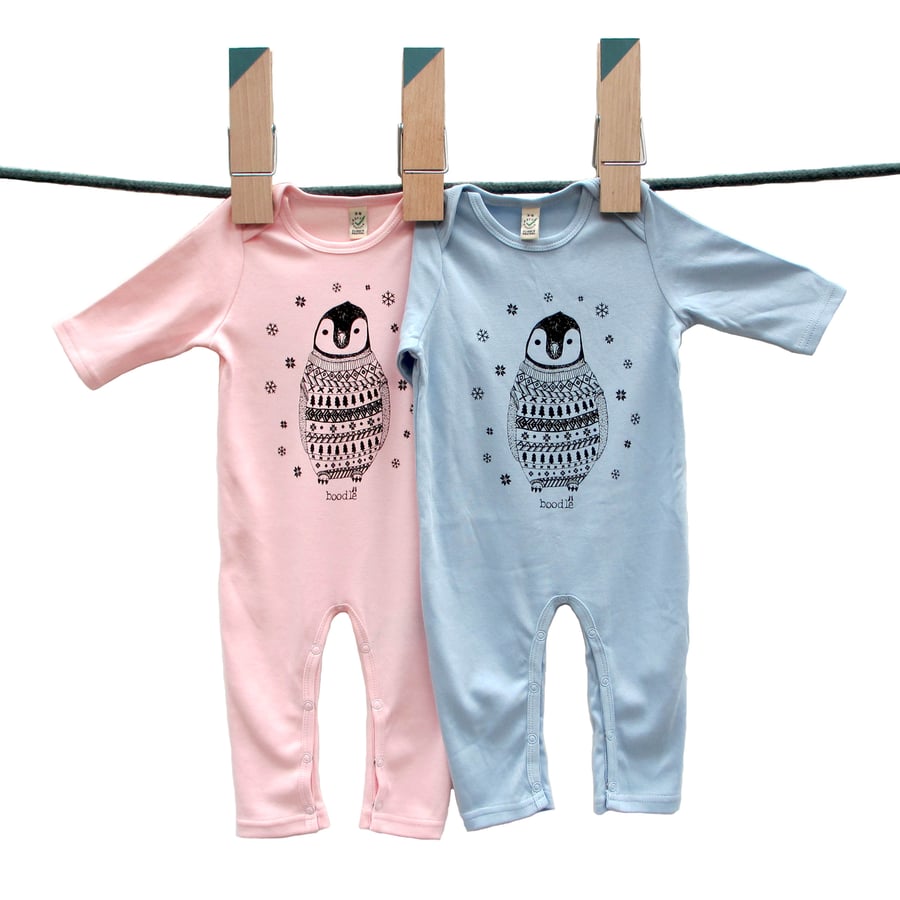 Baby penguin long sleeved baby grow-SALE