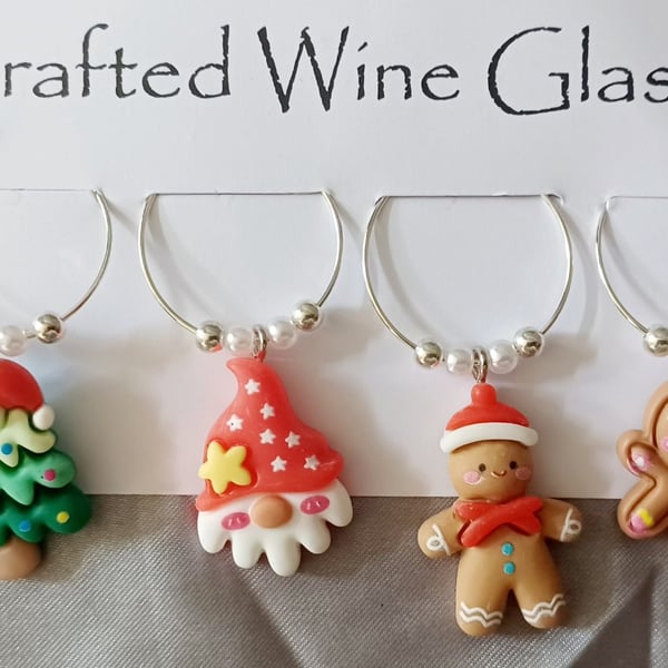 Novelty Christmas Wine Glass Charms set of 6
