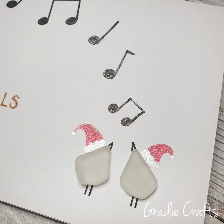 Jingle Bells Welsh Sea Glass Christmas Card