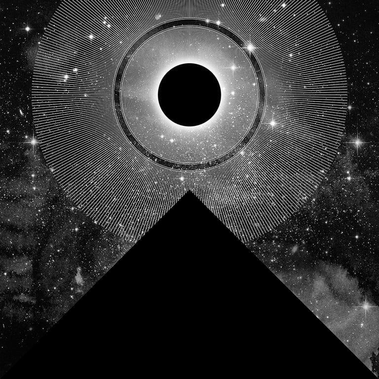 'Solstice' Print: Eclipse Art, Sun, Moon, Stars, Celestial Illustration