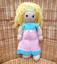 Doll. Hand knitted Doll 12" Wool Doll Handmade Blonde Hair and Knitted Dress - Image 5
