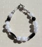 Black Onyx & Crackled Clear Quartz Gemstone Beaded Bracelet "Monochrome Glitz" - Image 6
