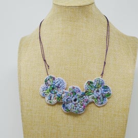 Crochet flower necklace in lilac and lavender