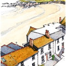 View From The Tate Gallery Over Porthmeor Beach St Ives - Mounted Fine Art Print