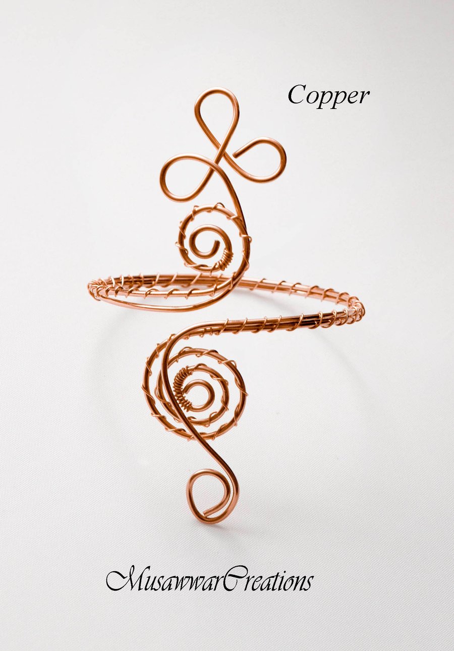 Copper Armlet,Celtic design arm cuff, celtic swirl brass,copper,silver cuffs