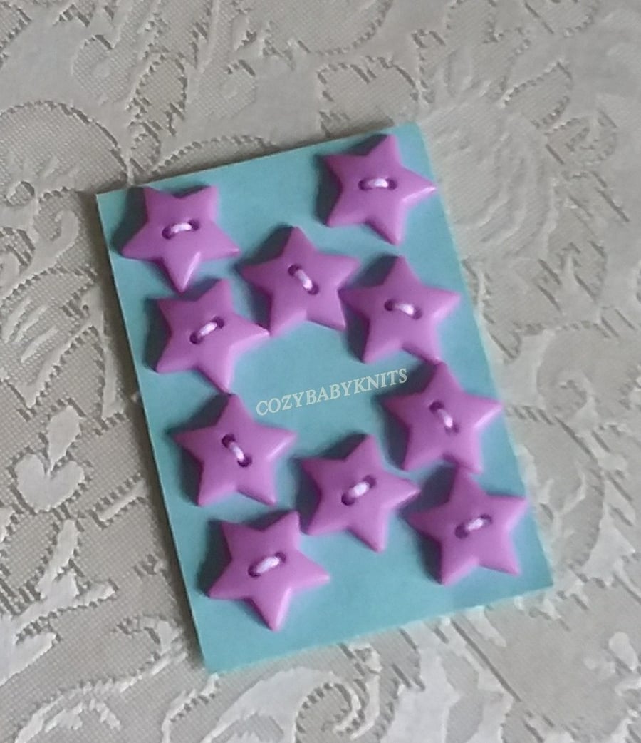 Lilac star plastic buttons