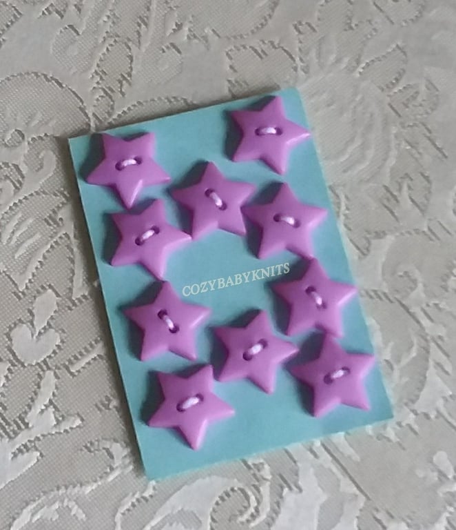 16MM LILAC STAR PLASTIC BUTTONS WITH TWO HOLES FOR ATTACHING 