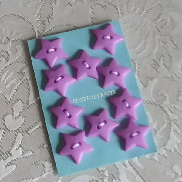 Lilac star plastic buttons