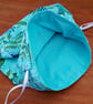 Reusable Fabric Gift Bag - Aqua Botanical Leaf Drawstring Bag - Image 7