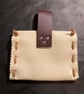 Small Pouch - Ivory White Leather Medieval Style - Ribbon button FREE SHIP - Image 3