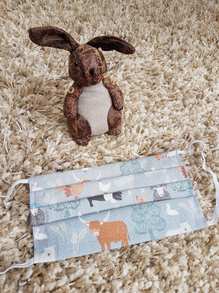 Small Adult or Teenager face covering – Farmyard print 