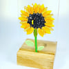 ( reserved for Nicky ) Sunflower, fused glass art panel in an oak base 