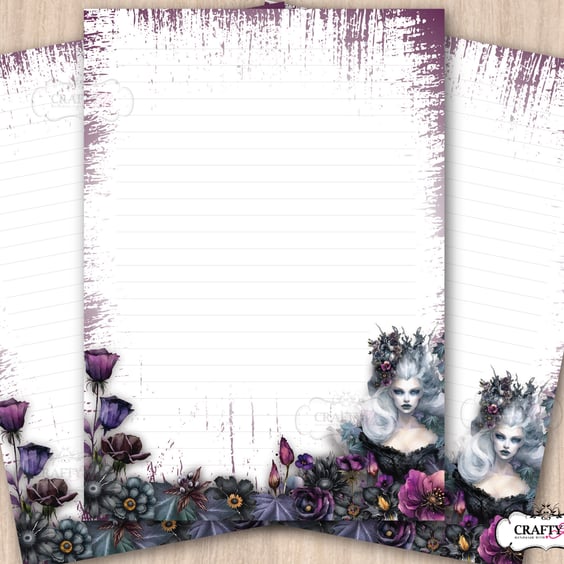 Letter Writing Paper Sultry Gothic Vamp Woman