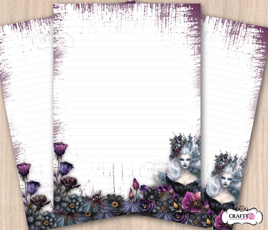 Letter Writing Paper Sultry Gothic Vamp Woman