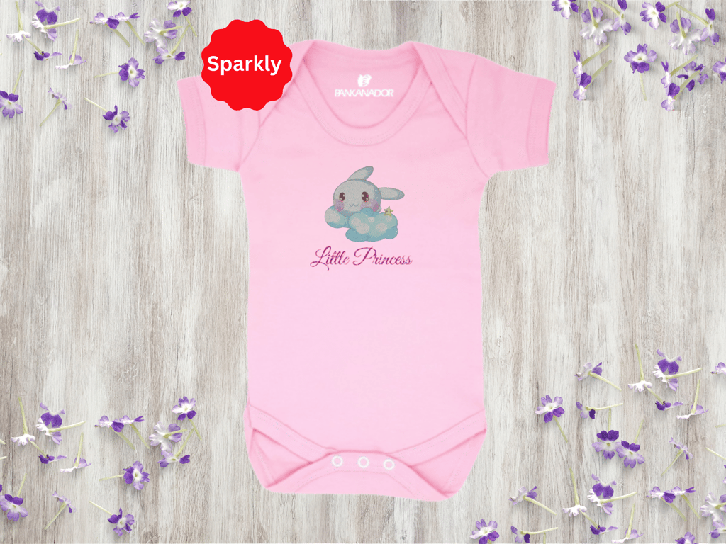 Cute Glitter Bunny Baby Bodysuit – Personalised Baby Grow With Name 
