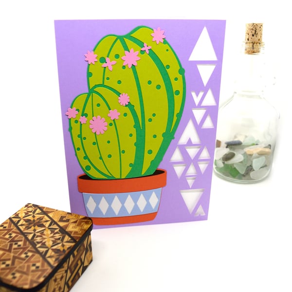  Cactus Paper Cut Art Greeting Card