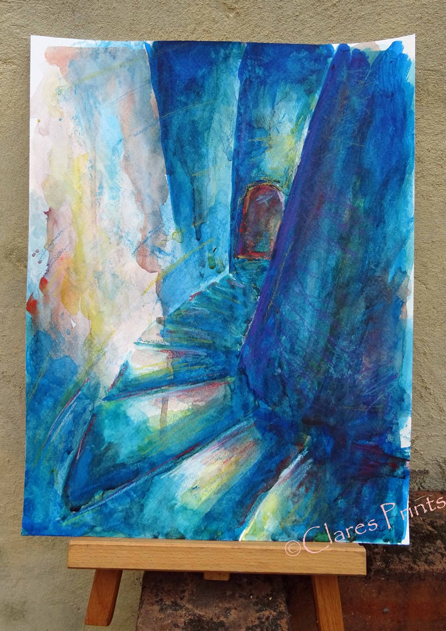 Curved Stairs Original Watercolour Art Painting 